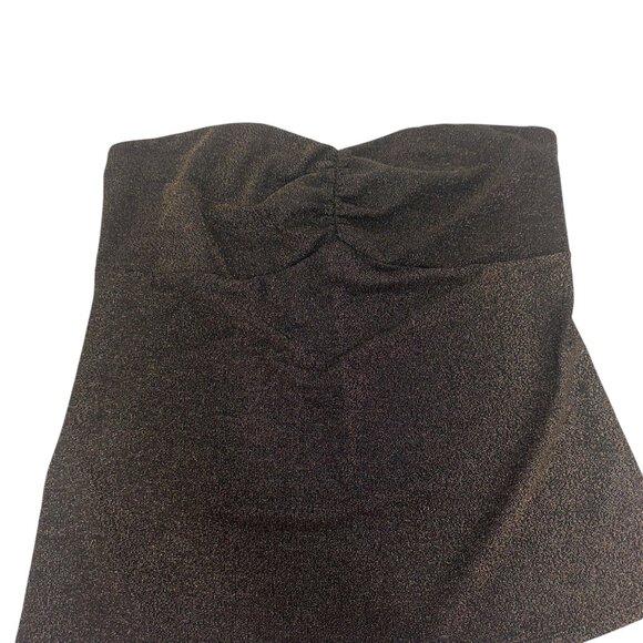 Torrid  Womens Strapless Ruched Top Size 2 Brown Metallic Sparkle - Picture 2 of 12